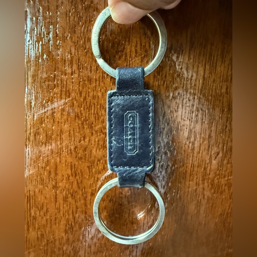 Coach Black Leather Keychain
